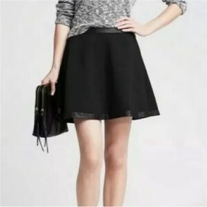 Banana Republic Black A-Line Skirt With Faux Leather Trim Sz 8 NWT